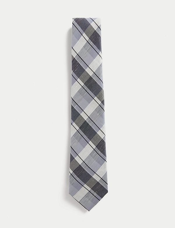 Karierte Krawatte mit hohem Seidenanteil - AT