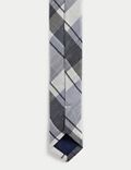 Karierte Krawatte mit hohem Seidenanteil