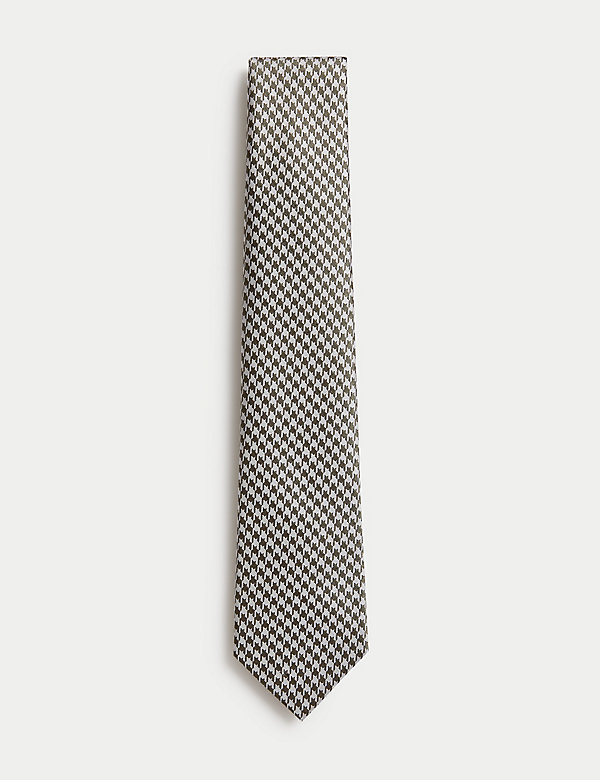 Cravate 100&nbsp;% soie à motif pied de poule - LU