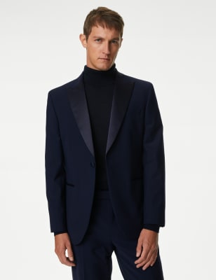 Autograph Mens Tailored Fit Wool Blend Tuxedo Jacket - 44REG - Navy, Navy