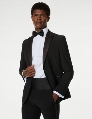 Tailored Fit Wool Blend Tuxedo Jacket - AT