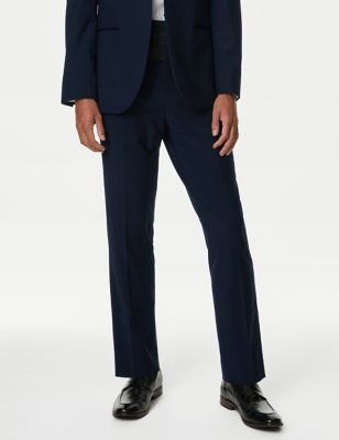 Autograph Men's Tailored Fit Wool Blend Tuxedo Trousers - 30REG - Navy, Navy,Black