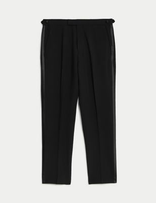 

Mens Autograph Tailored Fit Wool Blend Tuxedo Trousers - Black, Black