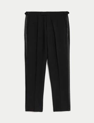 

Mens Autograph Tailored Fit Wool Blend Tuxedo Trousers - Black, Black