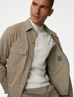 M&S X England Collection Mens Performance Overshirt - MREG - Neutral, Neutral,Black