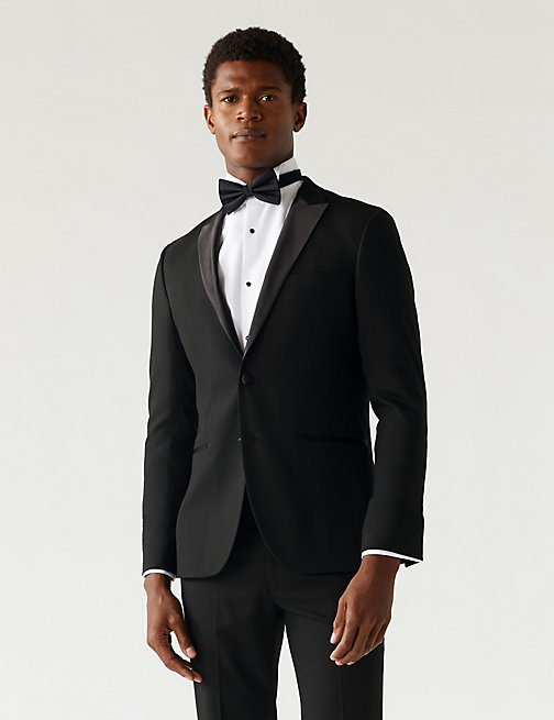 Marks And Spencer Mens M&S Collection Skinny Fit Tuxedo Jacket - Black, Black