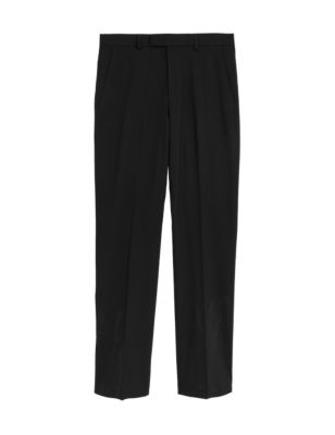Mens M&S Collection Black Regular Fit Stretch Trousers, Black