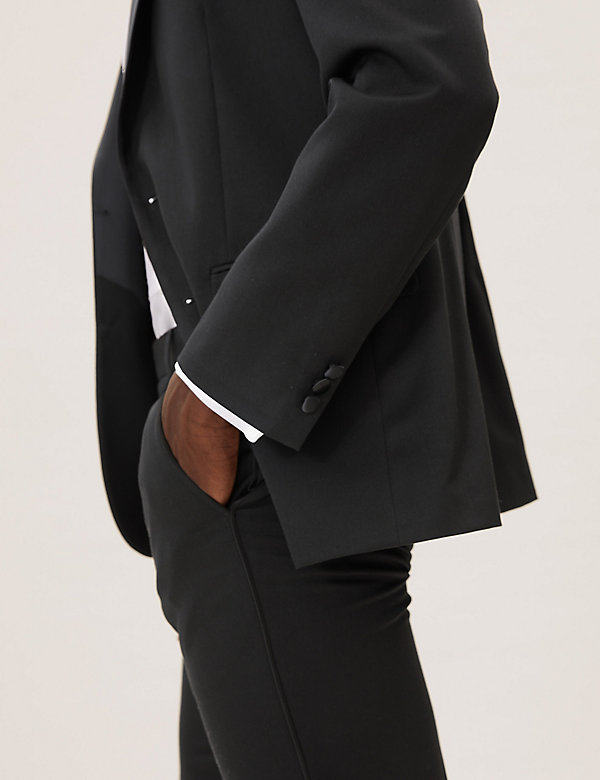 Black Regular Fit Tuxedo Jacket - HK
