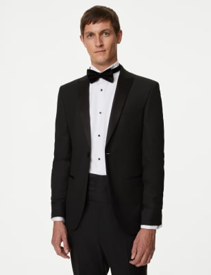 M&S Mens Skinny Fit Stretch Tuxedo Jacket - 36REG - Black, Black