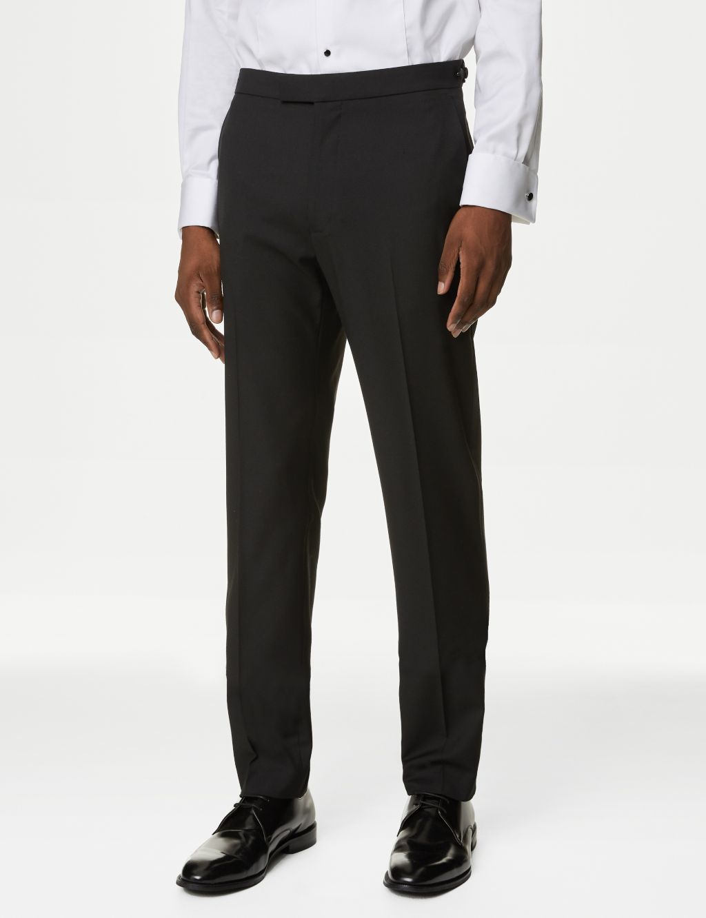 Black Men Pants with Side Satin Stripe One Piece Official Slim Fit Formal  Male Trousers Fashion