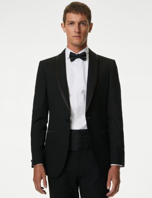 M&S Mens Slim Fit Stretch Tuxedo Jacket - 42REG - Black, Black,Burgundy,Navy