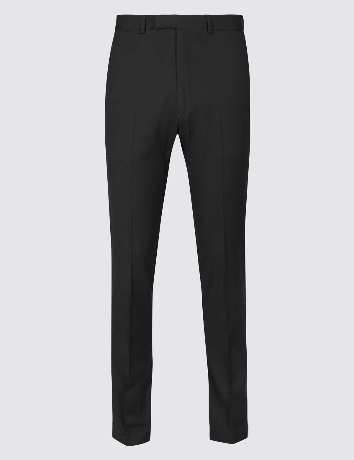 Black Textured Skinny Fit Trousers
