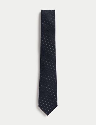 Slim Pin Dot Italian Wool Silk Tie | JAEGER | M&S