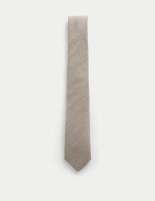 Jaeger Men's Slim Woven Polka Dot Silk Blend Tie - Brown, Brown,Navy
