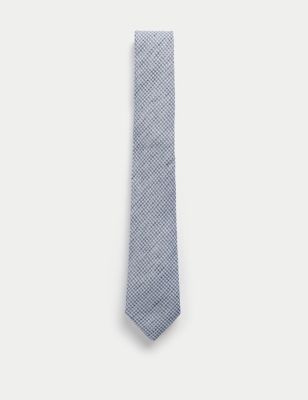 Καρό λεπτή υφαντή γραβάτα από σύμμεικτο μετάξι - GR