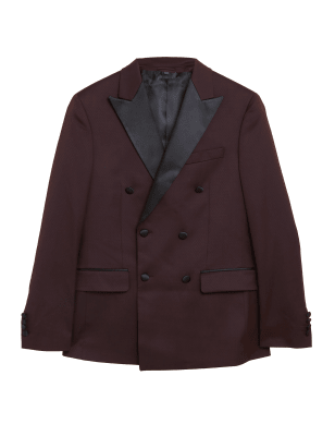 

M&S Collection Chaqueta de esmoquin ajustada de botonadura dobleMens - Berry, Berry