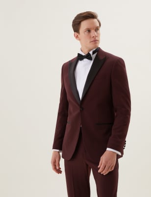 

Mens M&S Collection Slim Fit Tuxedo Jacket - Berry, Berry