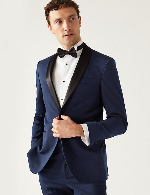 Marks And Spencer Mens M&S Collection Navy Slim Fit Tuxedo Jacket, Navy