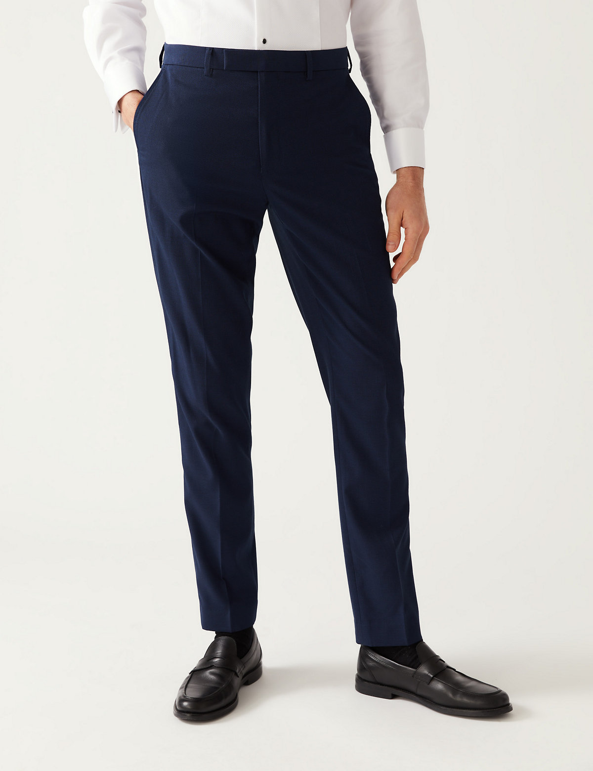 Navy Slim Fit Stretch Suit Trousers
