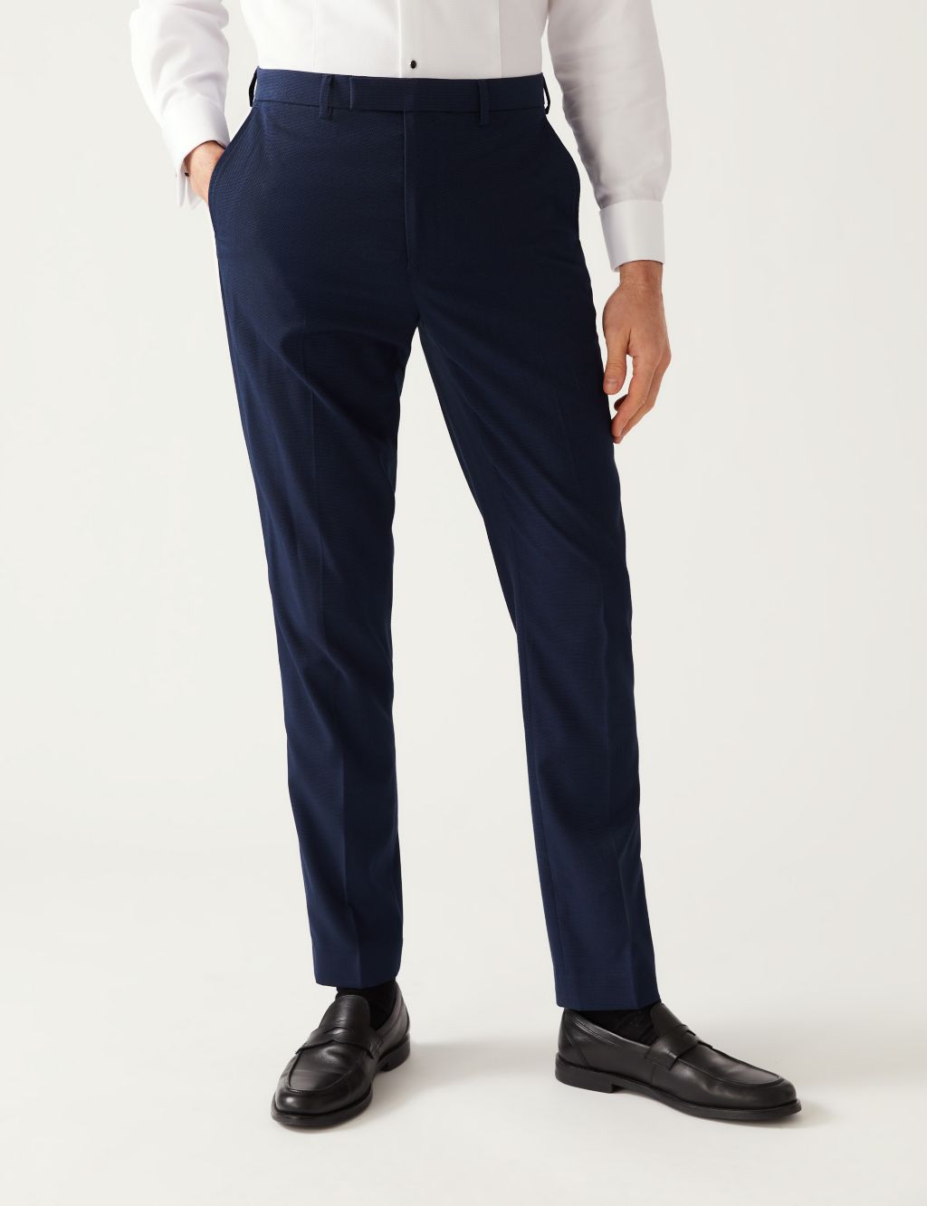 Navy Slim Fit Stretch Suit Trousers image 2