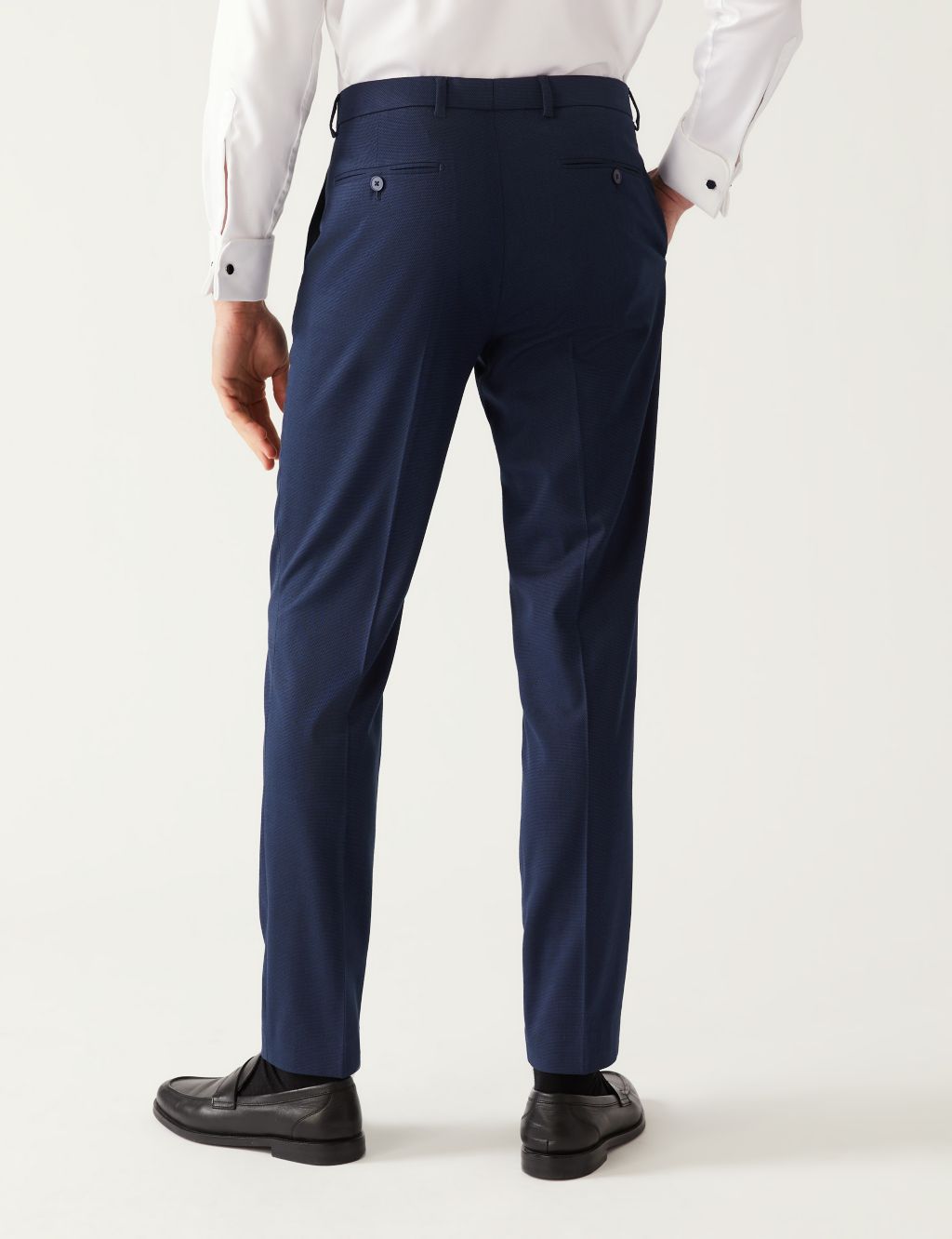 Navy Slim Fit Stretch Suit Trousers image 4