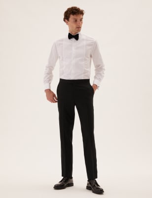 

Mens M&S Collection Tailored Fit Wool Blend Tuxedo Trousers - Black, Black