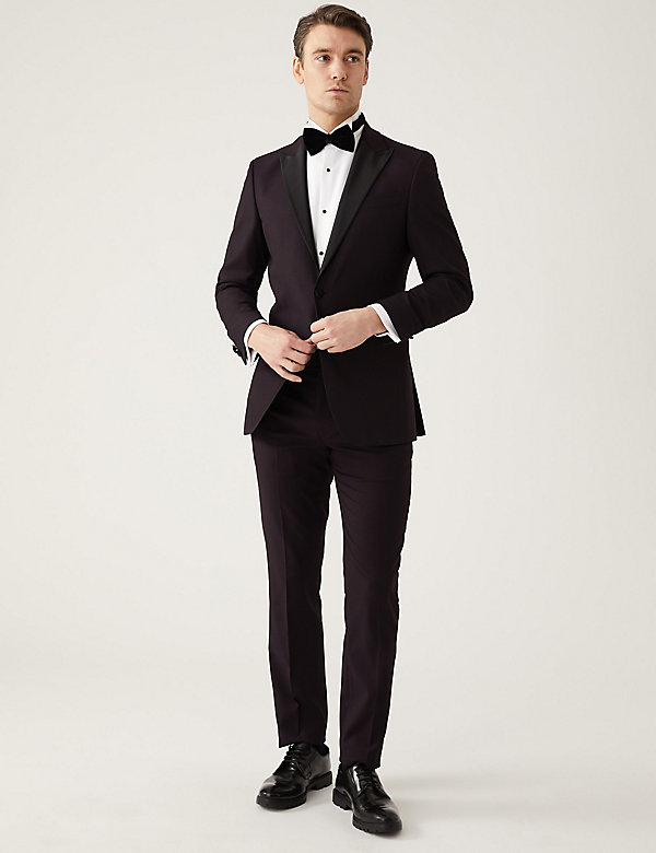 Burgundy Slim Fit Tuxedo Jacket - HK