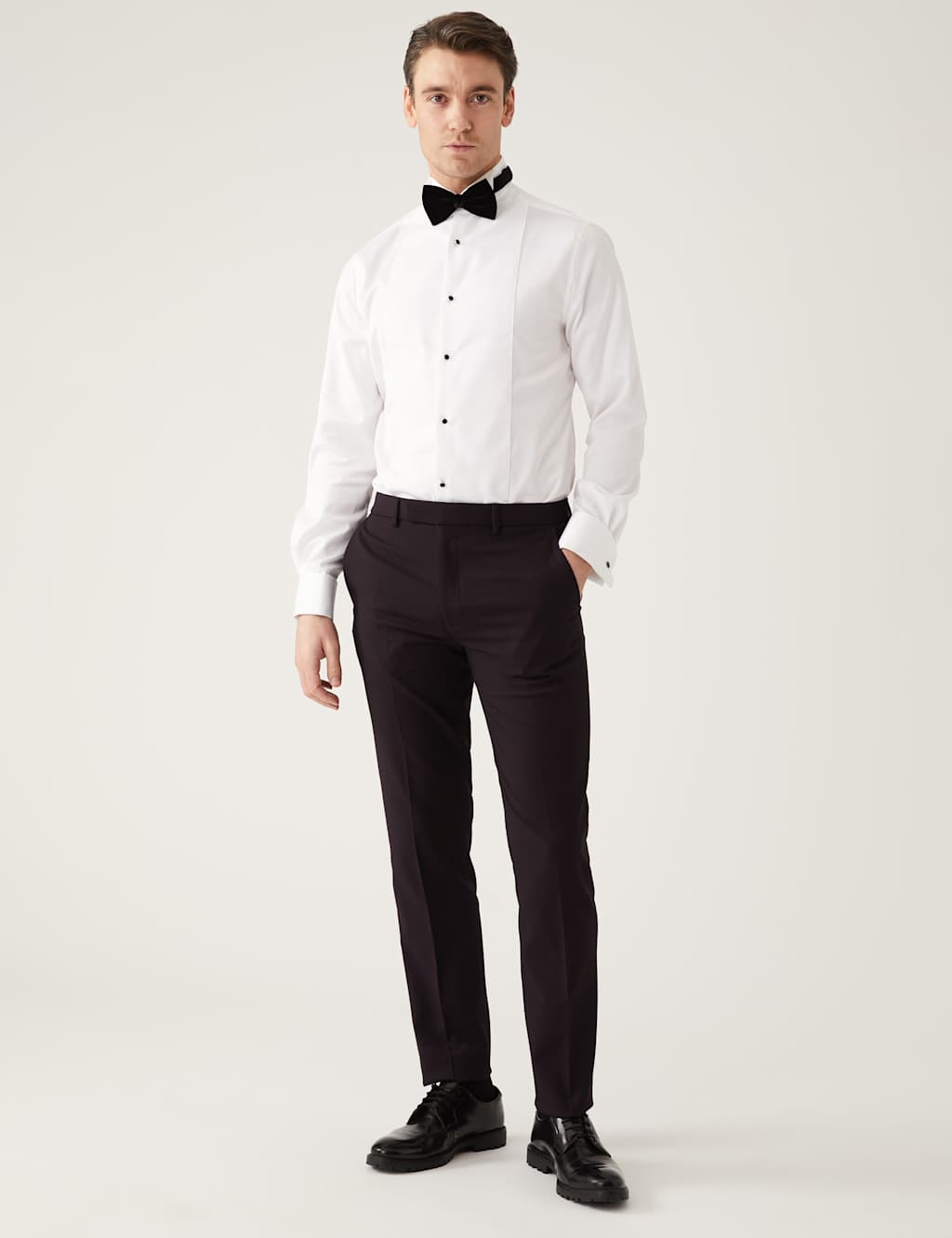 Burgundy Slim Fit Tuxedo Trousers image 1