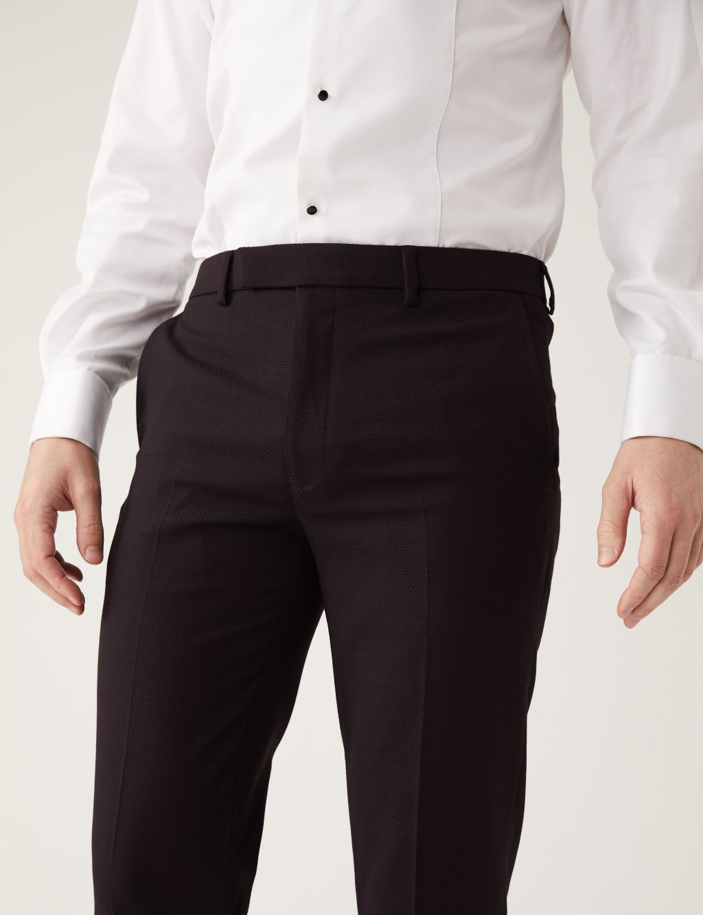 Burgundy Slim Fit Tuxedo Trousers image 3
