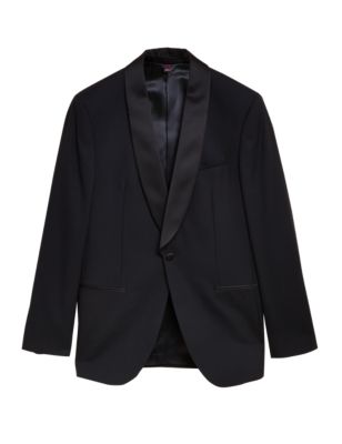 

Mens M&S Collection Tailored Fit Pure Wool Tuxedo Jacket - Black, Black