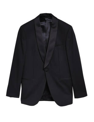 

Mens M&S Collection Tailored Fit Pure Wool Tuxedo Jacket - Black, Black