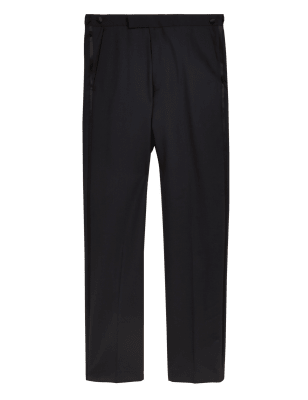 

Mens M&S Collection Tailored Fit Pure Wool Dinner Trousers - Black, Black