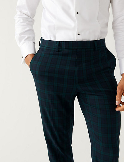 Slim Fit Check Suit Trousers