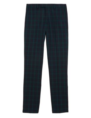 

Mens M&S Collection Slim Fit Check Trousers - Navy Mix, Navy Mix