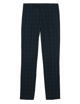 

Mens M&S Collection Slim Fit Check Trousers - Navy Mix, Navy Mix