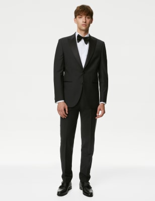 

Mens M&S Collection The Ultimate Tailored Fit Tuxedo Trousers - Black, Black