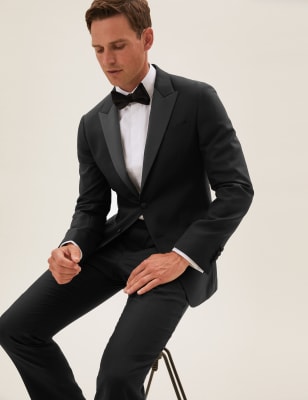 

Mens M&S Collection Regular Fit Pure Wool Dinner Jacket - Black, Black