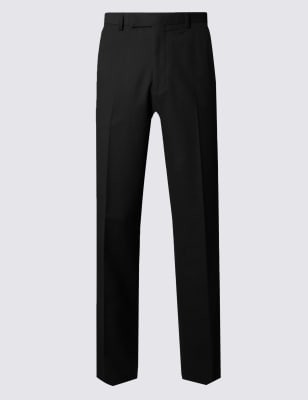 Black Regular Fit Wool Suit Trousers - PT