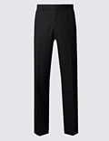 Black Regular Fit Wool Suit Trousers