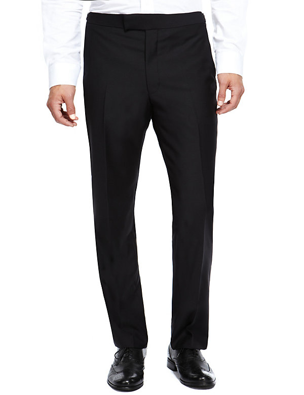 Black Tailored Fit Wool Rich Trousers - AL