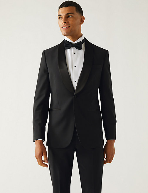 Marks And Spencer Mens M&S Collection The Ultimate Tailored Fit Tuxedo Jacket - Black, Black