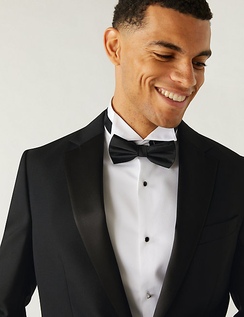 Marks And Spencer Mens M&S Collection Regular Fit Pure Wool Tuxedo Jacket - Black, Black
