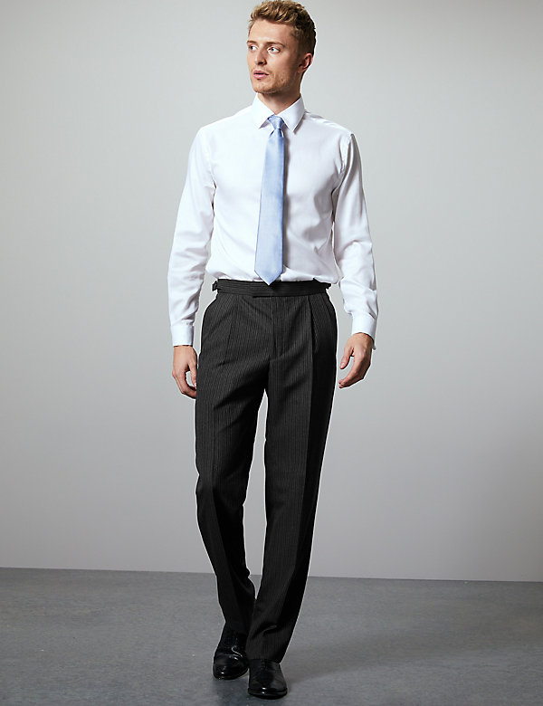 Charcoal Regular Fit Wool Blend Trousers - JE