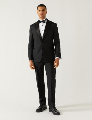 Marks And Spencer Mens M&S Collection Regular Fit Pure Wool Tuxedo Jacket - Black, Black