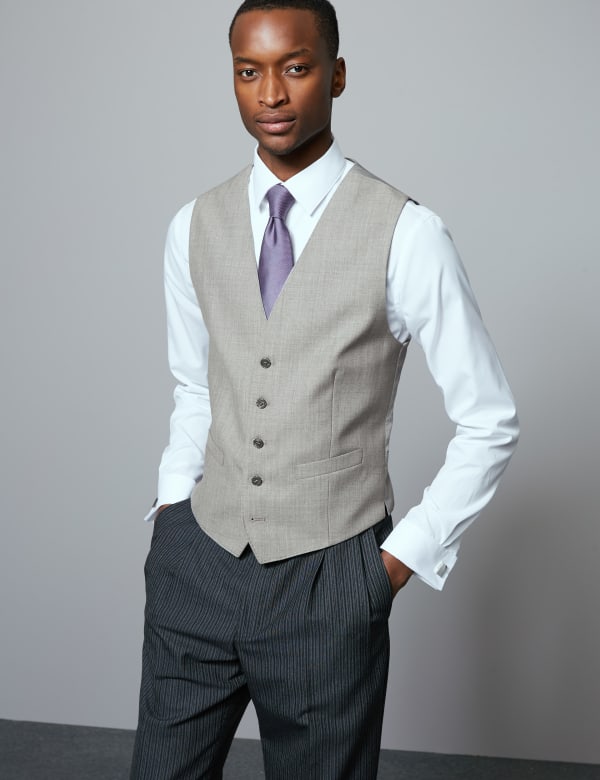 Grey Tailored Fit Wool Waistcoat