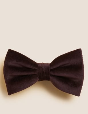 

Mens M&S Collection Velvet Bow Tie - Burgundy, Burgundy