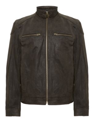 Suede Leather Biker Jacket | North Coast | M&S