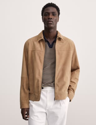 

JAEGER Mens Suede Harrington Jacket - Brown, Brown