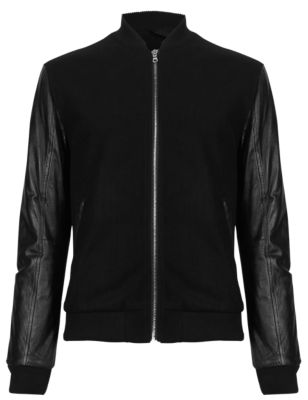 Wool Blend Tailored Fit Bomber Jacket | Autograph | M&S