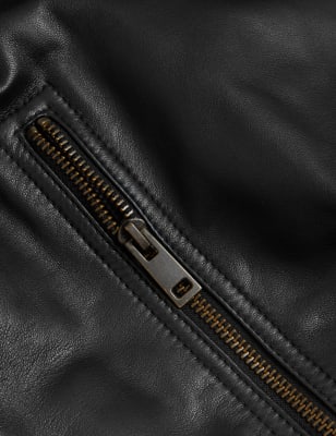

Mens Autograph Leather Aviator Jacket - Black, Black